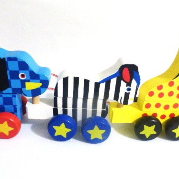 Expired Melissa and Doug ANIMAL TRAIN BUILDING BLOCK #10289 GH1318 Wood Blocks - Picture 3 of 12